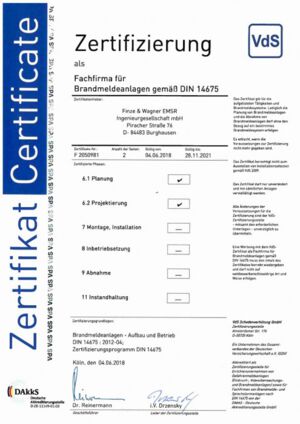 Zertifizierung Brandmeldeanlagen